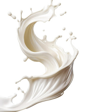 Realistic milk splashes or wave with drops and splatter isolated Milk splash and pouring on PNG transparent background