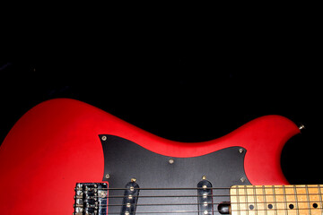 Close Up of a Retro Vintage Electric Red Guitar
