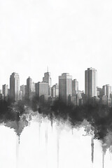 Fototapeta premium Wau, South Sudan, black and white pen pencil hand-drawn effect portrait drawing illustration for travel poster, card, wallpaper, backdrop or banner. Modern, clear, artistic and simple