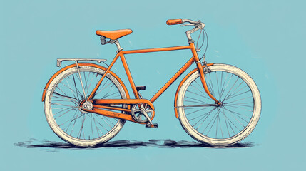 Fototapeta premium the illustration of a red road bike on the solid blue background 