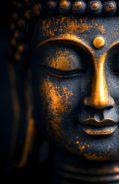 Primer plano cara figura de buda