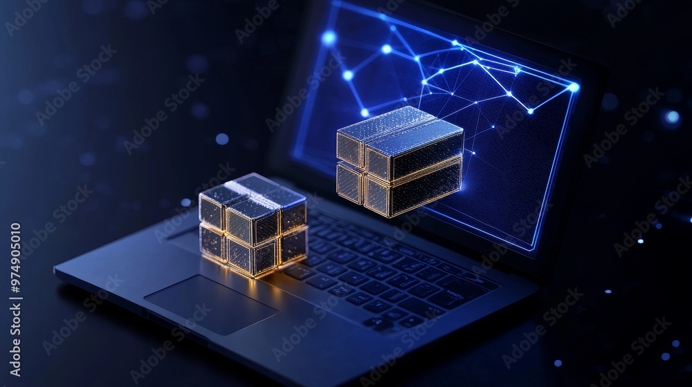 Poster a blockchain-based platform ensures secure and transparent transactions for digital assets, symboliz