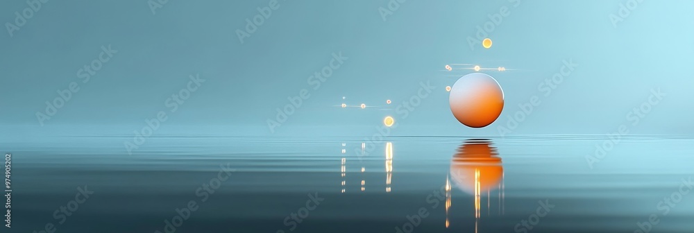 Aufkleber a calming abstract illustration with soft pastel colors. the image features a single sphere floating
