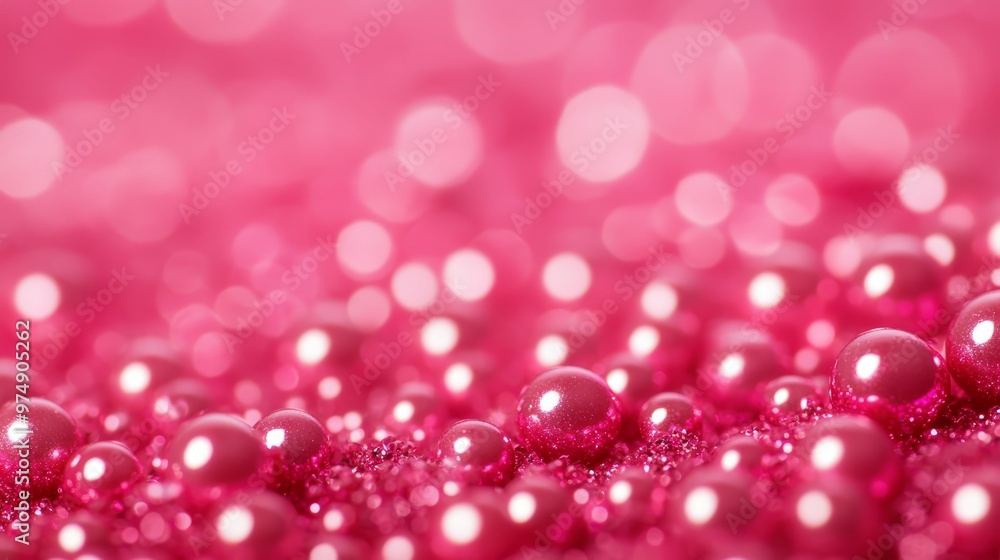 Poster a captivating image of a shimmering pink background adorned with glittering pink beads, creating a d