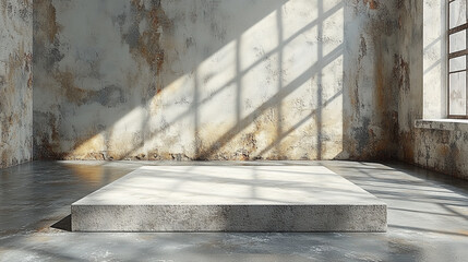 Minimalistic white sign mockup set against a textured wall, casting soft shadows. The neutral tones and simple design evoke feelings of clarity, openness, and modern elegance, ideal for branding