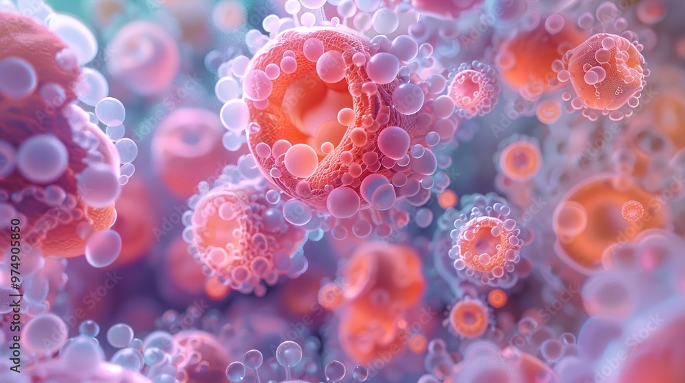 Wall mural microscopic view of a cell structure - abstract science art