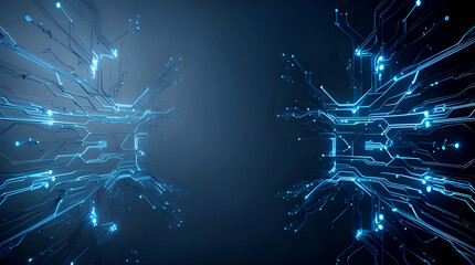 The Abstract orange particles with technology