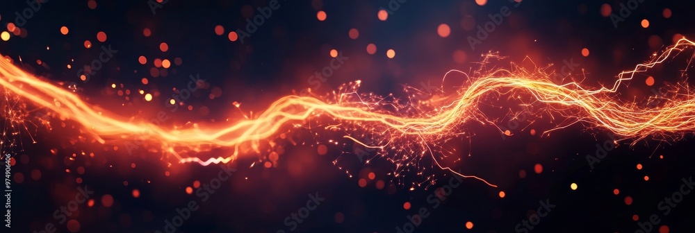 Poster a dynamic illustration of an electrical circuit with energy flowing, creating a sense of power, conn