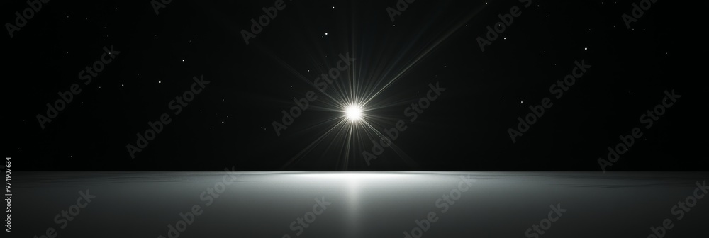 Poster a single pulsating light source emanates from the center of a dark void, casting a soft glow across 