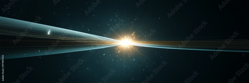 Poster a single, pulsating light source emanates from a dark void, surrounded by swirling cosmic dust and d