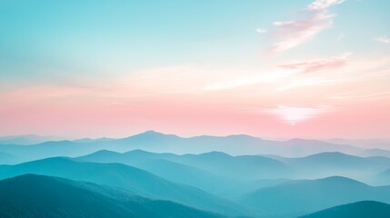 Fototapeta premium Serene mountain landscape at sunrise, tranquil nature concept