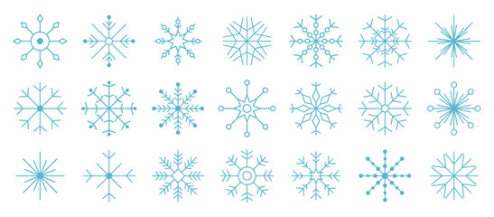 Vector Snowflakes Icons for Winter Pattern and Christmas Decorative and Ornaments. 