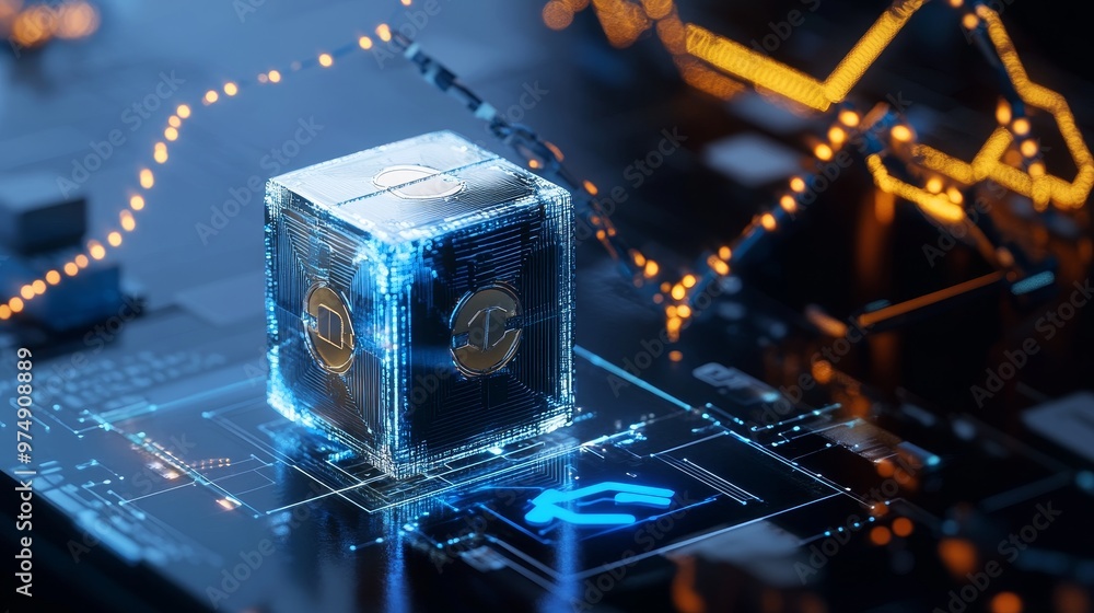 Leinwandbilder blockchain-based platform for secure transactions and digital asset management. this image symbolize