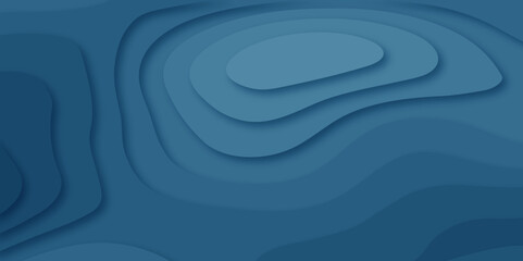 Abstract wave carve diamond topography line circle creative 3d papercut blue backdrop background vector. Luxury blue wave and empty space for texture art design.