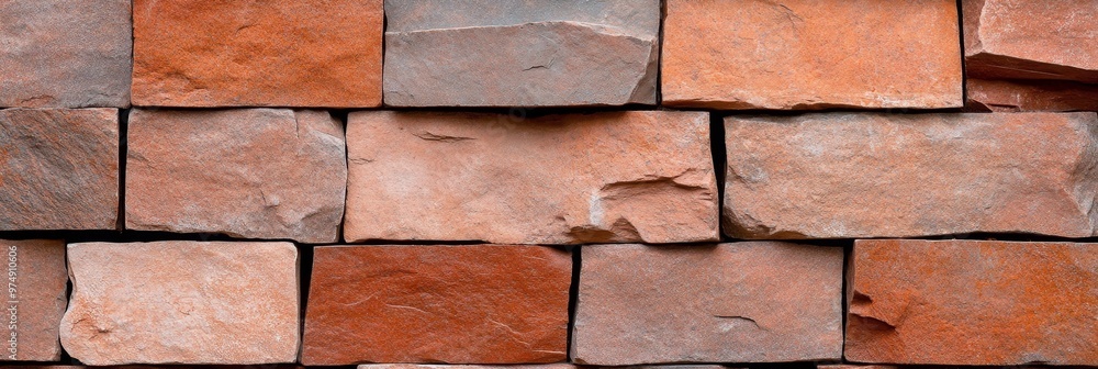 Poster rustic red stone wall texture with a matte finish, ideal for background or design elements. the roug
