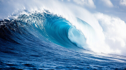 powerful ocean wave crashes against the rocky shore, capturing nature's raw strength and energy. The dramatic movement symbolizes resilience, change, and the unstoppable force of nature