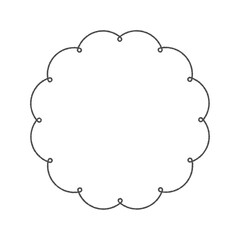 手書きの花の形のようなふわふわな円 - シンプルでかわいい細いラインのフレームやあしらいの素材