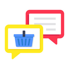 A colored design icon of shopping chat 