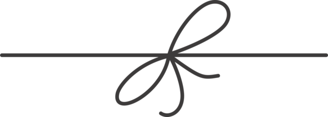 Ribbon bow with knot for present decoration and gift box package. Simple hand drawn string and outline minimal ropes. Thin cute decoration with twine tinsel and yarn with loops. Holiday design