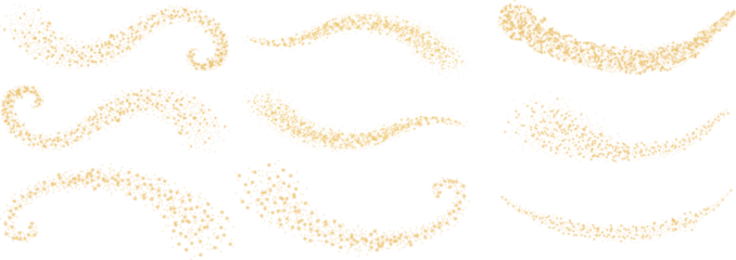 Glittering vector dust on a transparent background. Golden sparkling lights. Christmas Holiday glow particle. Magic star effect. Shine background. Festive party design. PNG image	