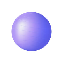 Blue fitness ball illustration isolated on white background. 3D vector fitness or pilates training ball. Fitball 3D