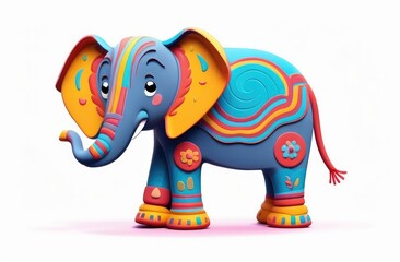 Obraz premium Little elephant on a white background, circus, baby, cute, plastic. Cartoon illustration.