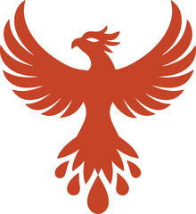 A vector illustration of a phoenix with open wings in a flat curvy design style