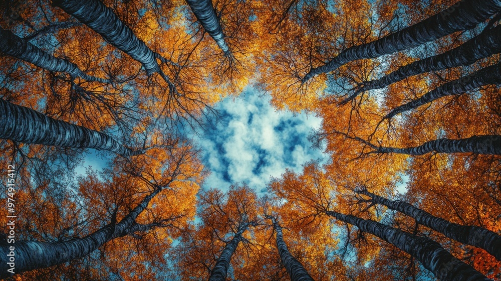 Wall mural autumn forest canopy