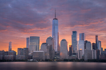 Obraz premium New York City skyline during the sunrise, NewYork, United states of America. USA