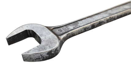 An isolated mechanical wrench on a transparent background, highlighting its role in automotive mechanics and the intricate workings of vehicles