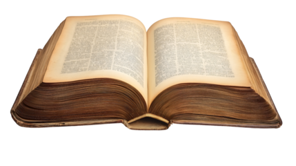 An isolated Bible on a transparent background, symbolizing the profound role of Christianity and religious texts in the life of Christ and faith.