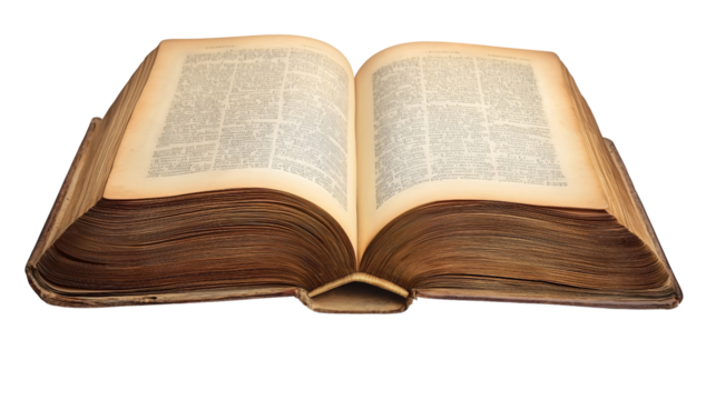 An isolated Bible on a transparent background, symbolizing the profound role of Christianity and religious texts in the life of Christ and faith. - Powered by Adobe