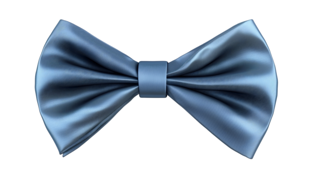 An isolated blue bow tie on a transparent background, highlighting its role in formal business attire and professional settings.