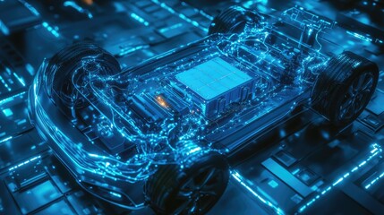 Electric Car Battery Pack. AI generated illustration.