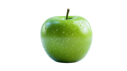 A green apple, isolated on a transparent background, showcasing its fresh and vibrant color. Perfect for health-related designs, food promotions, or nature-themed projects.