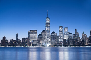 NewYork city skyline at Night, New York, United States of America