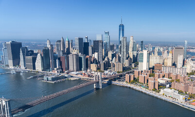 Fototapeta premium Aerial views of Modern buildings in New York city skyline, NewYork, United States of America