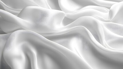 Obraz premium Abstract white silk background with wavy folds of fabric, elegant wallpaper for design or presentation