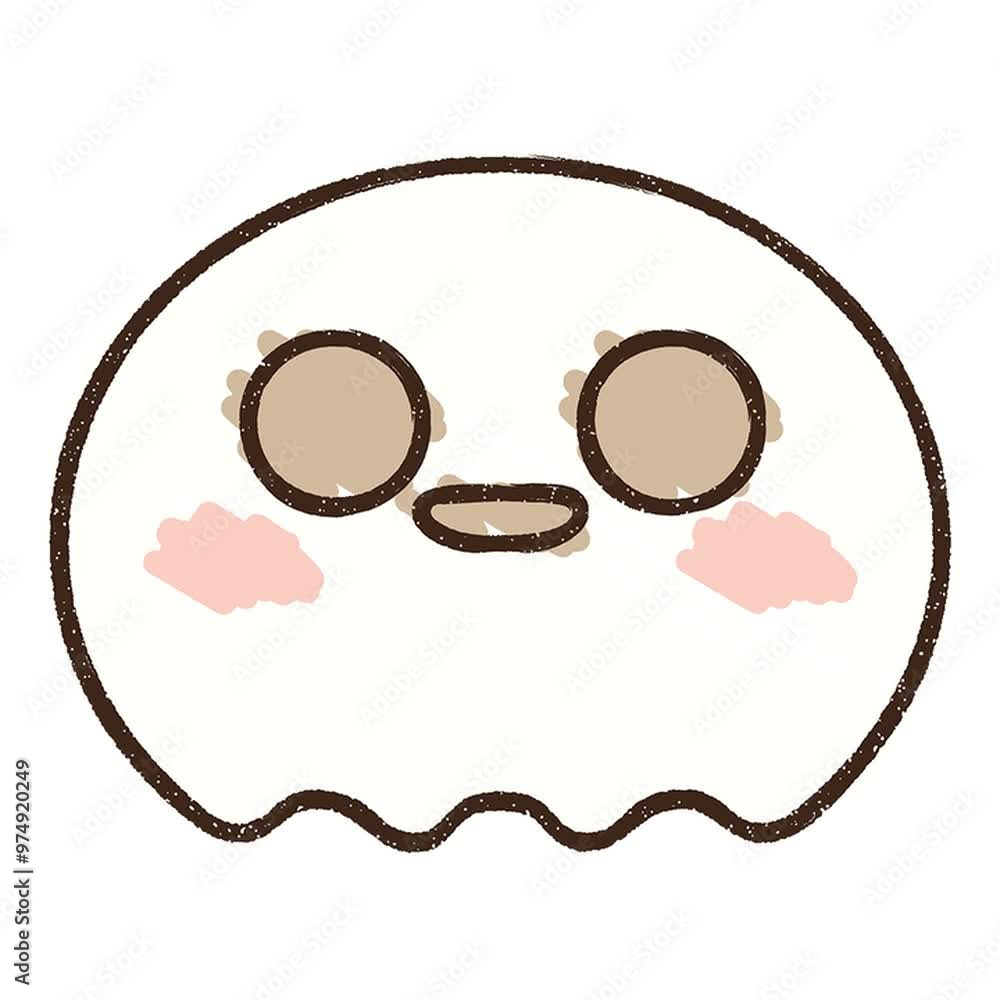 Poster cute ghost chalk drawing