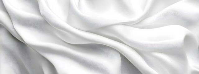Fototapeta premium Abstract white silk background with wavy folds of fabric, elegant wallpaper for design or presentation