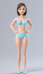 Fototapeta premium drawn flat girl, model for trying on clothes, model in underwear. stands straight, evenly, in shoes, convenient for trying on clothes 