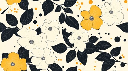 Floral elements creating an abstract elegant seamless pattern Flower background
