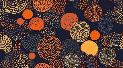 Bohemian ethnic seamless pattern in African style on a dark background Tribal art design featuring irregular polka dots