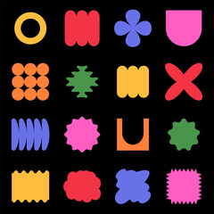 Set y2k geometric shape. Brutalism shapes, minimalist geometric elements, abstract forms.