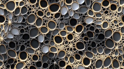An abstract seamless pattern featuring a metallic lace design