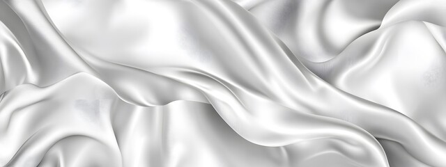 Fototapeta premium Abstract white silk background with wavy folds of fabric, elegant wallpaper for design or presentation