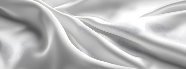 Naklejka premium Abstract white silk background with wavy folds of fabric, elegant wallpaper for design or presentation