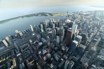 Aerial view of Toronto city skyline, Canada