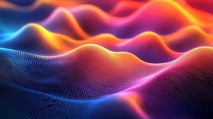 Abstract Wavy Landscape with Glowing Colors and Dots