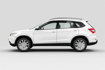 Fototapeta premium Side view of white SUV car isolated on white background